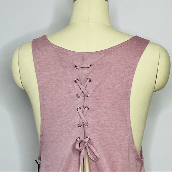 Yogalicious Mauve Lace-Up Back Tank L - Picture 8 of 11